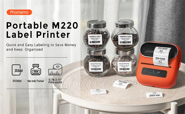  Phomemo Label Printer - M220 Label Maker, Bluetooth