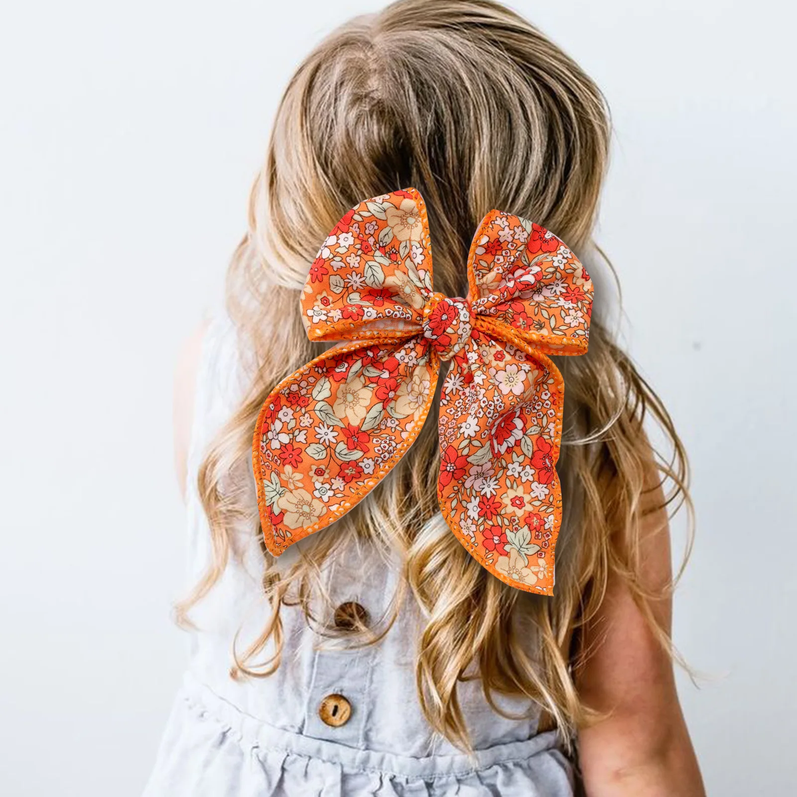 Elegant Floral Cotton Hair Bows Spring Hair Clips Fashion Print