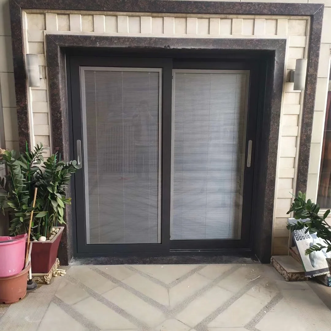 Aluminium Glass Sliding Door with Blind Insert Durable Stylish