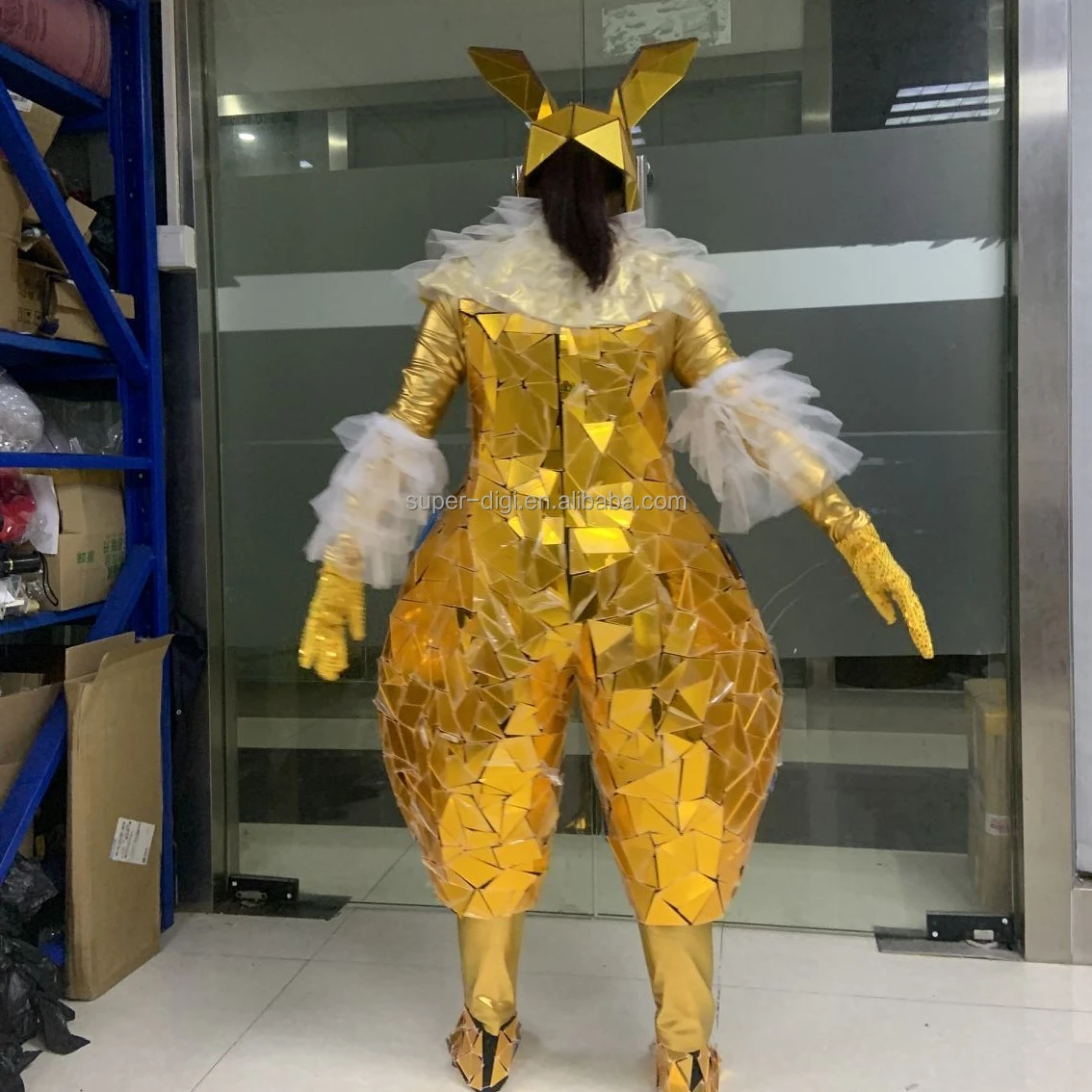 Disfraz de conejo con espejo dorado para hombre y mujer, traje de Cosplay  de lujo, ropa de escenario Sexy, mono de fiesta| Alibaba.com