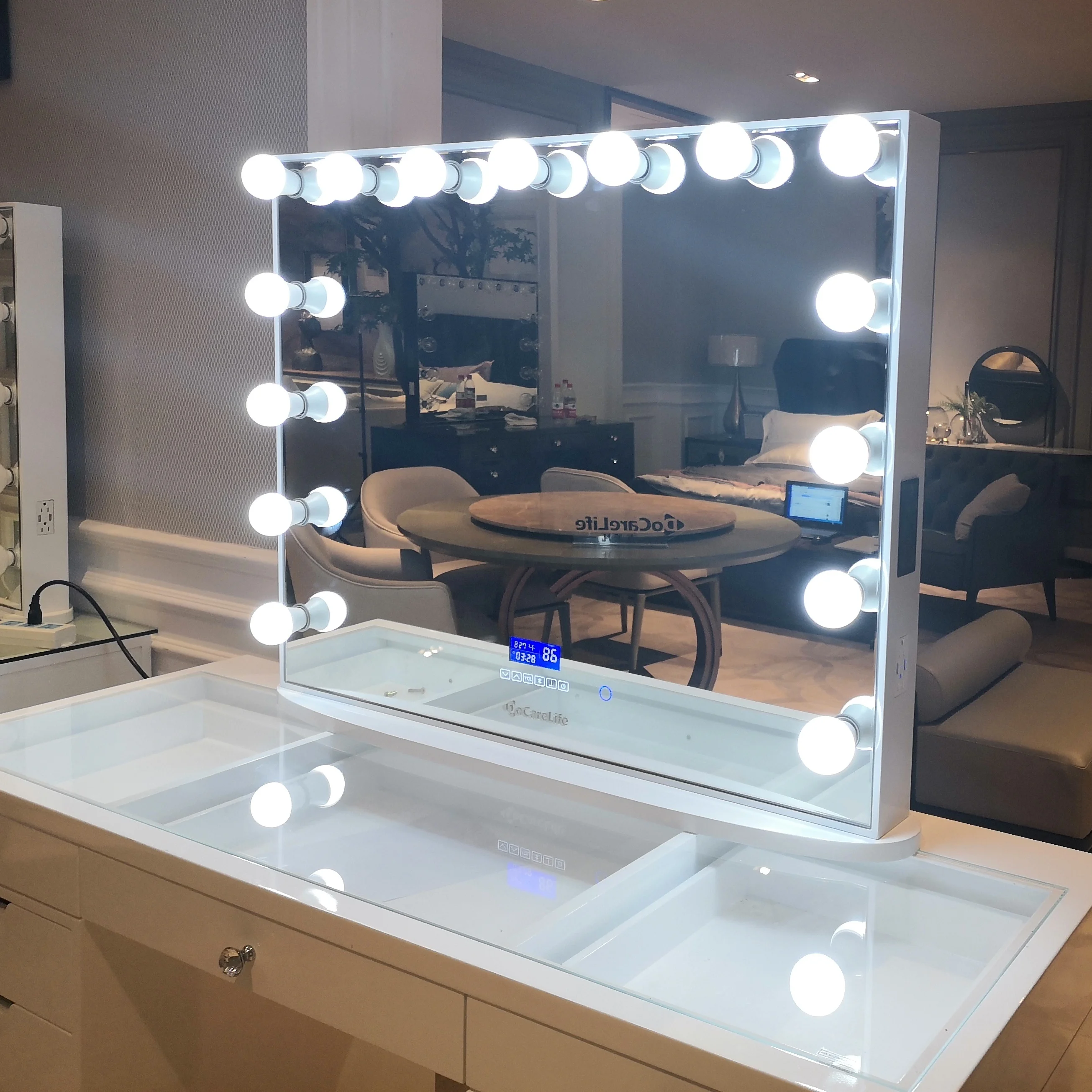 Vanity Dresser Girls Lighted Mirror Dressing Table with Drawers Stock in USA! Docarelife Luxury Bedroom Furniture Bedroom Sets