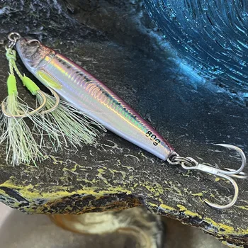 Fishing Tackle Supply 3D Printed Metal Jig Lure Artificial Hard Bait Bare Plate Double Three-Prong Hooks 40g/60g Fishing – Metal Jig – view 2