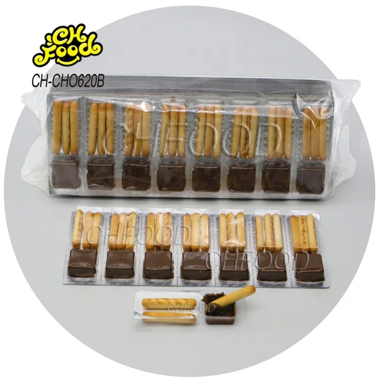 Low MOQ Wholesale Cheap Biscuits Stick Dip Chocolate Spread OEM Halal Chocolate Snack Food for Kids