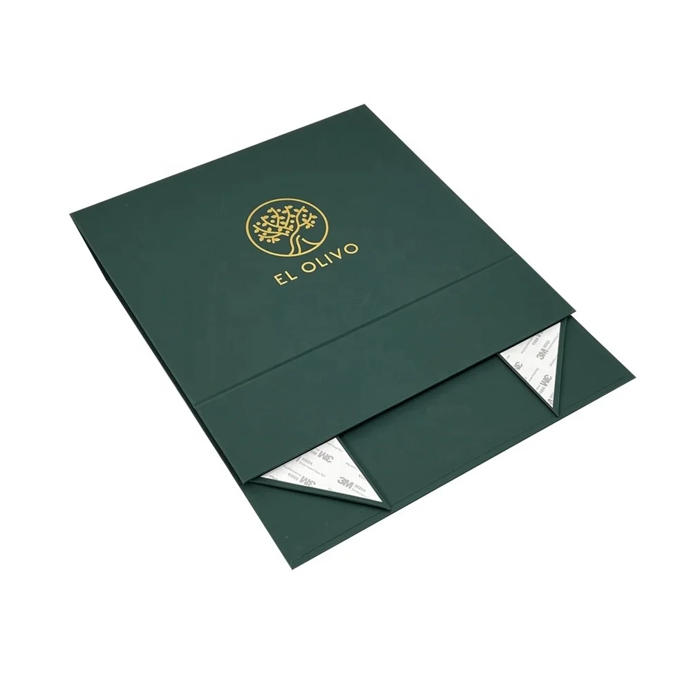 Luxury Green Flap Lid Packaging Rigid Cardboard Custom Folding Boxes Magnetic Closure Gift Box