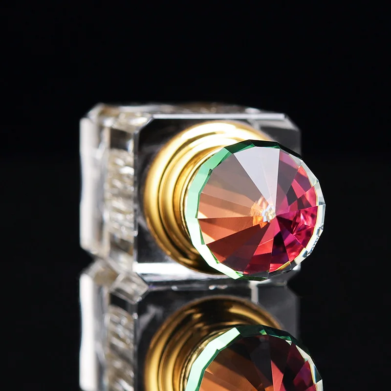 Small Bridge Luxury Fancy Art Style Empty Clear Square Crystal Glass Packaging Perfume Bottle with Gold Aluminum Crystal Ball
