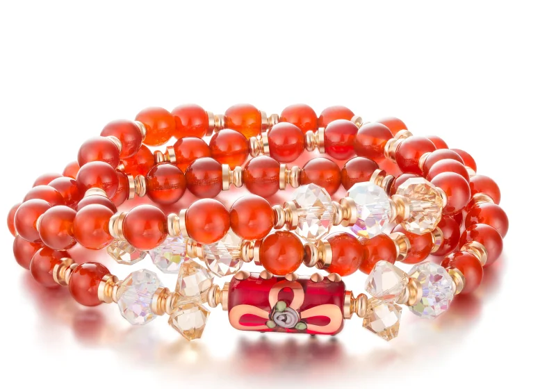 High quality Factory Women Jewelry Glass Gemstone Charm Bracelet Healing Stone Red Agate Beads Bracelets