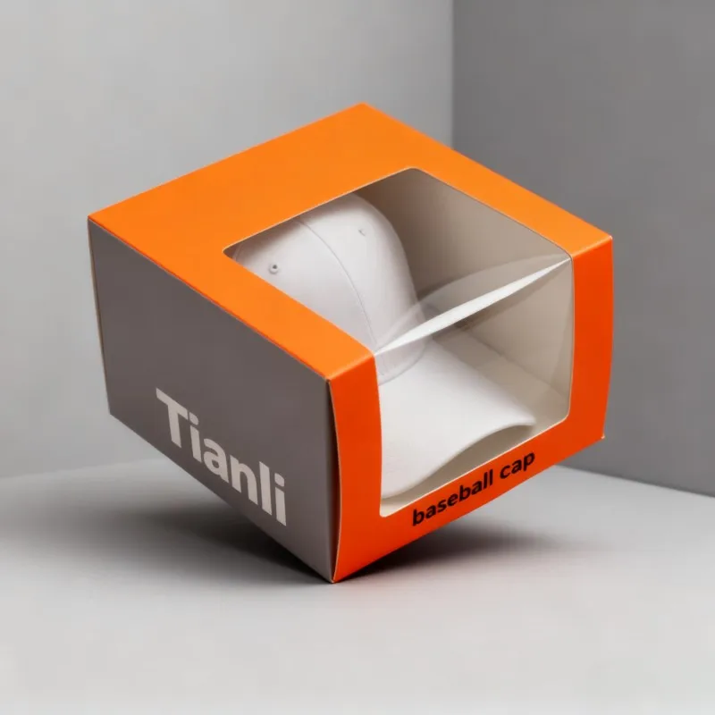 Chapeaux de baseball personnalisés en gros avec logo, boîte à chapeaux avec impression numérique, boîte-cadeau en carton pour expédition, boîte d’emballage recyclable avec fenêtre