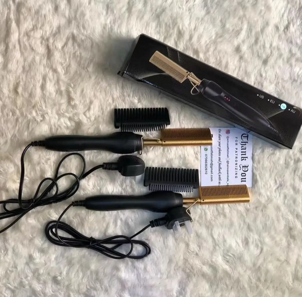 Оптовая продажа, индивидуальная этикетка, медная электрическая расческа, высокотемпературный выпрямитель для волос, блестящая расческа для вьющихся волос