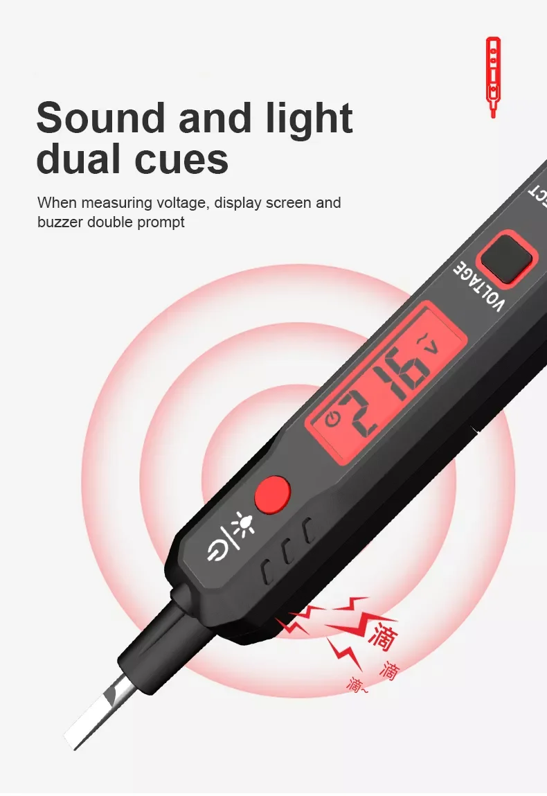 LCD Display AC Voltmeter Voltage Tester LCD Display Flash Light AC Voltage Detector