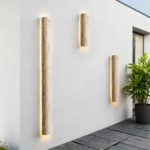 JACKSUN Outdoor Yellow Stone Strip Wall Lamp LED Minimalist Garden Villa Courtyard Balcony Waterproof Exterior Wall Light