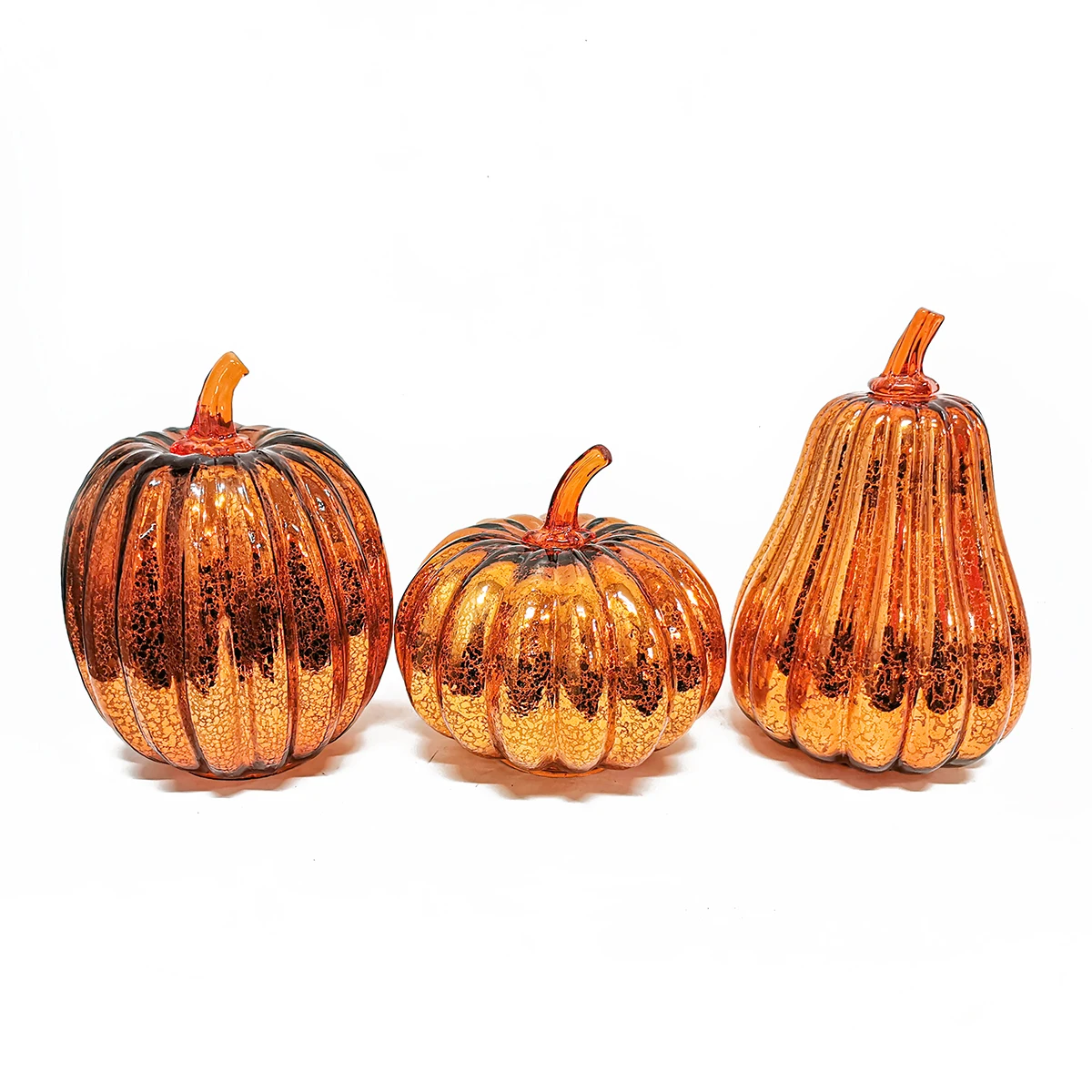 Modern home decor wholesale glass mercury pumpkin with lights home decoration