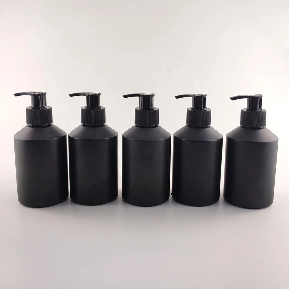 In Stock 200ml Frosted Matte Black Glass Bottles with Pump and Spray