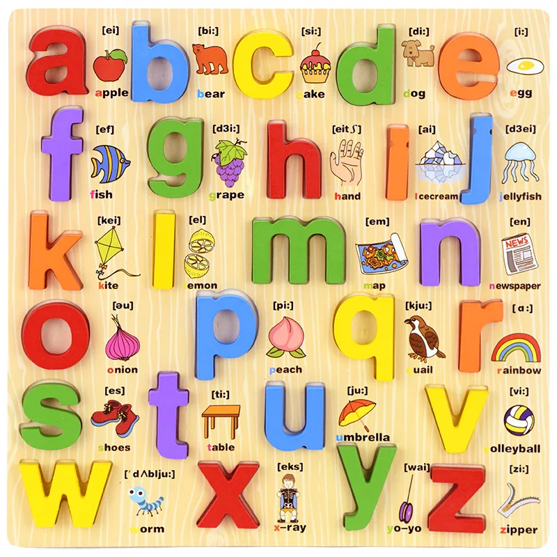 Wholesale Wooden Alphabet Number Enlightenment Cognitive Plate Wooden Puzzle Toy Educational