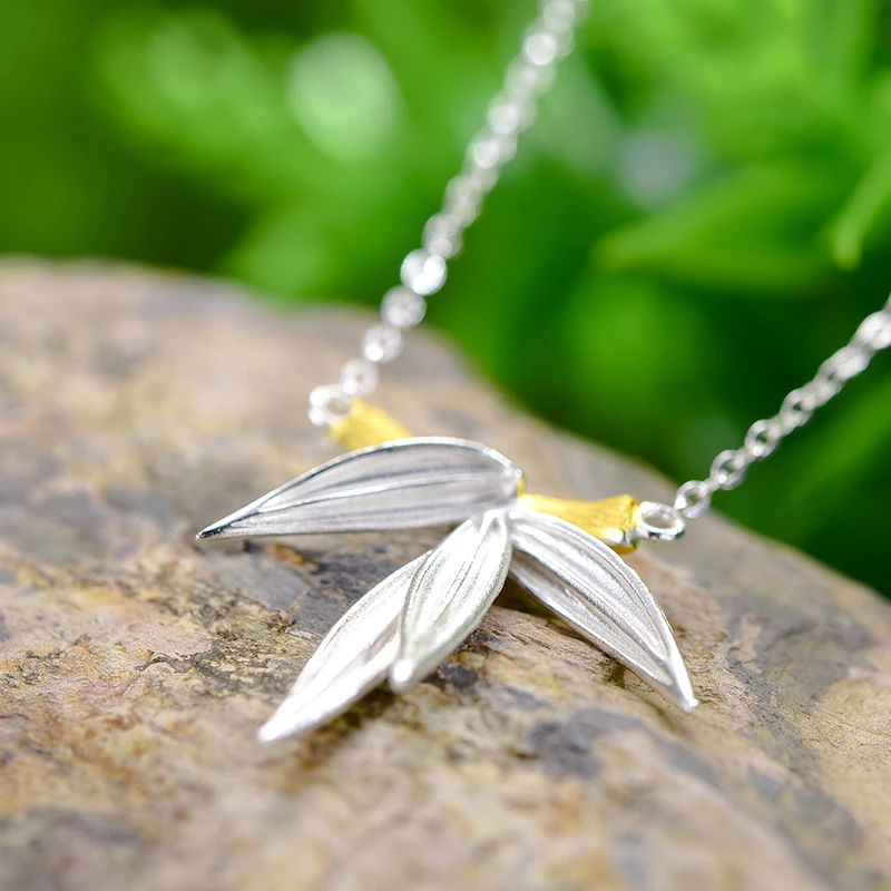 Lotus Fun Wholesale 925 Silver Fashion Jewelry 2025 Bamboo Charm Necklace  Stud Earrings for Female Gift Fine Jewelry for Women
