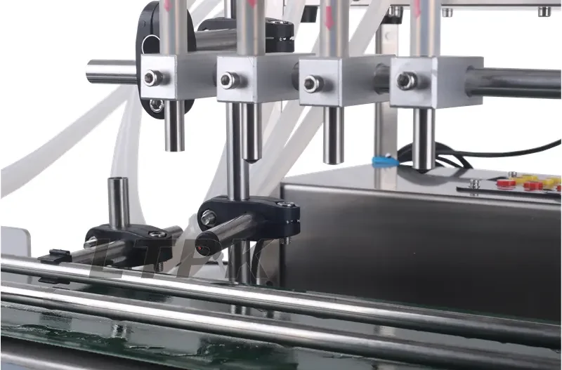 Semi Automatic 4 Heads Liquid Beverage Drink Juice Oil Soy Sauce Coffee Milk Water Bottle Filler Filling Machine With Conveyor