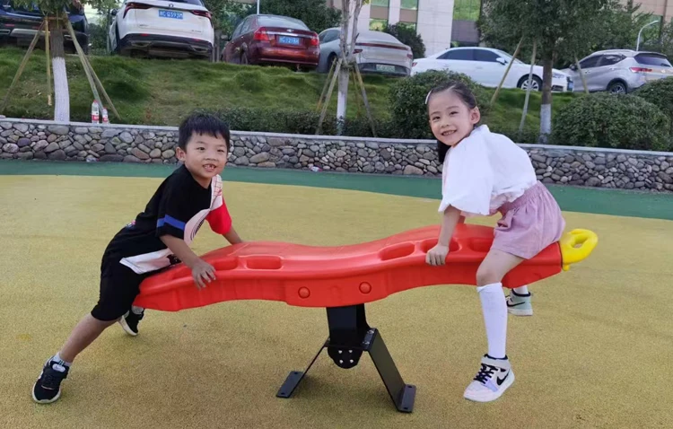 Outdoor Park School Plastic Teeter Totter Double Seat Commercial Kids Playground Equipment