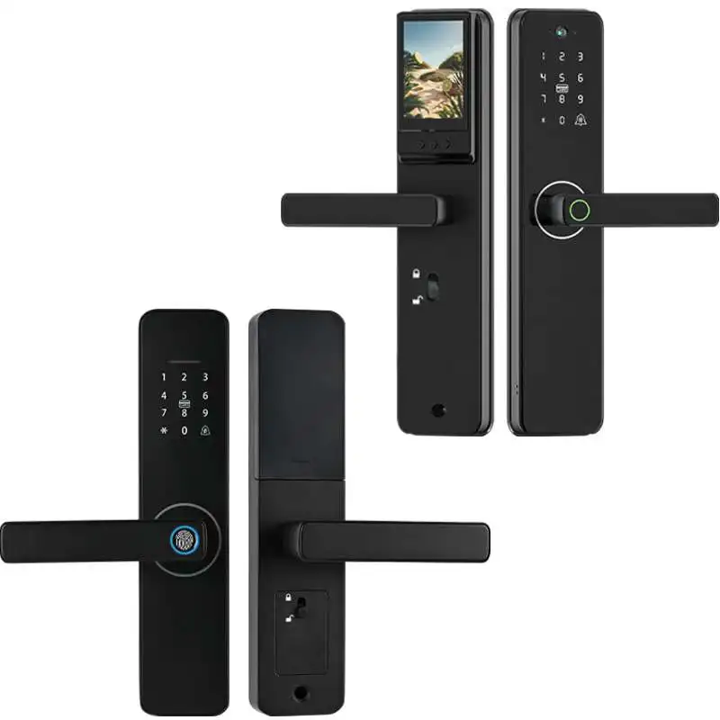 Electronic Fingerprint Camera Smart Door Lock Tuya App Sim Card Mobile Phone Control Gsm Digital Door Lock with Key