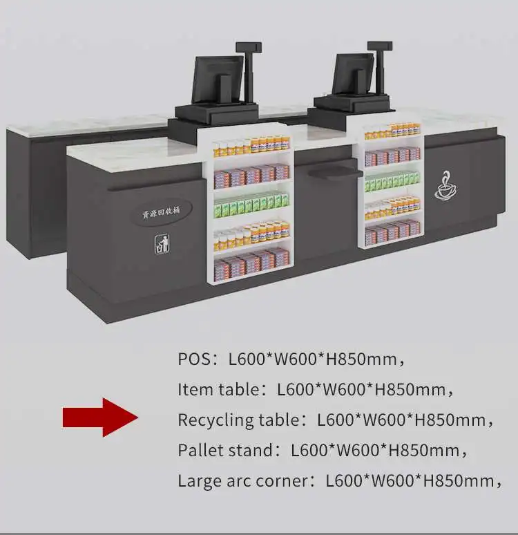 Meicheng Customized Retail Convenience Store Cashier Desk With Wine Rack Shelf Tobacco Display Stand