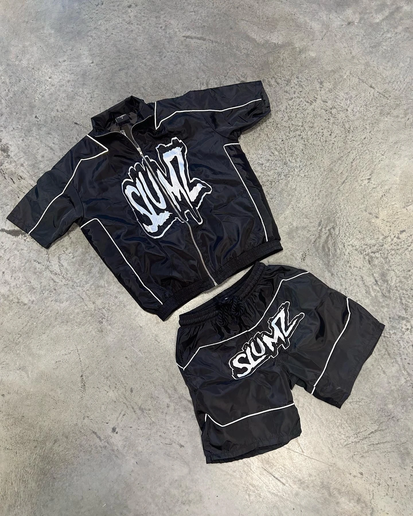 ★JEEP★ SETMlogo short sleeve zip-up shorts setup JP5TSU170 Custom Embroidery Two Piece Zip up Cargo Shorts & Jacket Sets