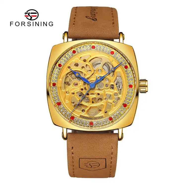 8274 Мужские механические часы из натуральной кожи