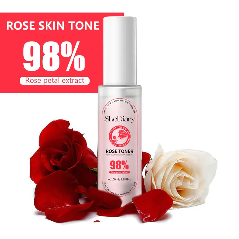 SheDiary, etiqueta privada, niebla Facial de agua de rosas orgánica Natural, spray hidratante para el cuidado de la piel, tónico facial, agua de rosas para la cara