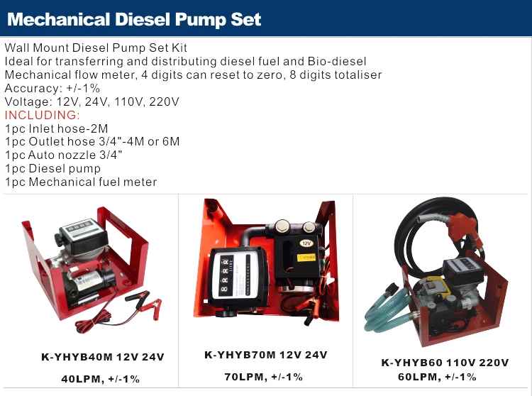 12V Wall Mounted Diesel Transfer Fuel Pump Kit 12V - With Fuel Meter