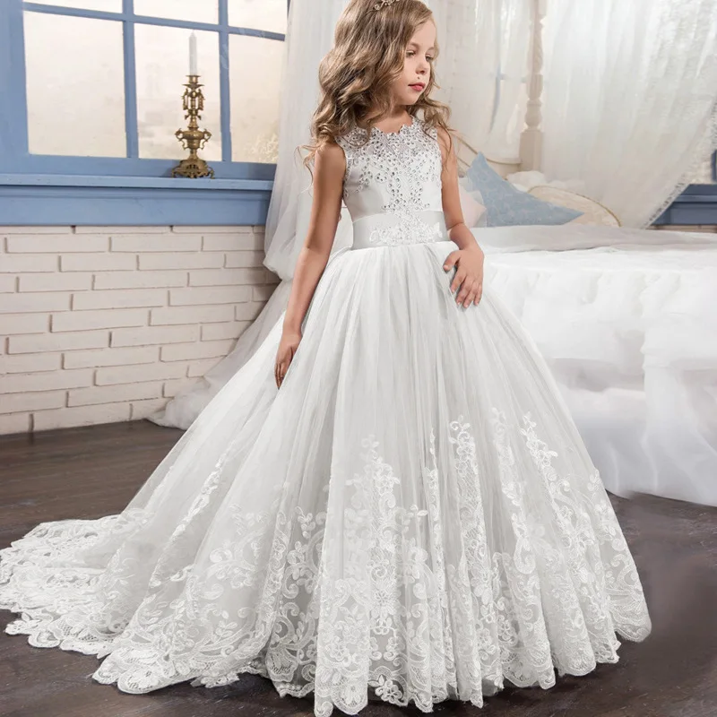 Kids white long orders dress