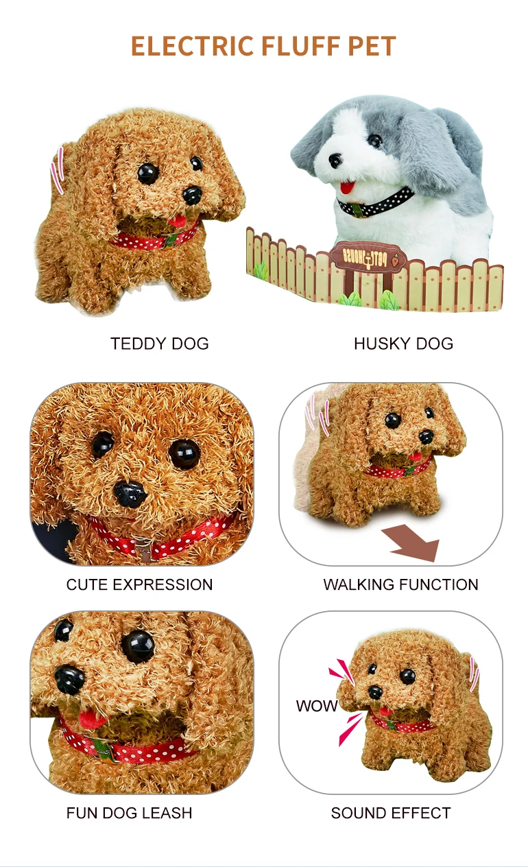 Chengji New Arrival Battery Operated Walking Barking Simulation Puppy Cute Plush Pet Soft Electric Toy Dog