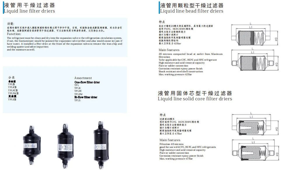 SPLQ Series CFC/HCFC Refrigerant Liquid Receiver and Line Filter Drier ...