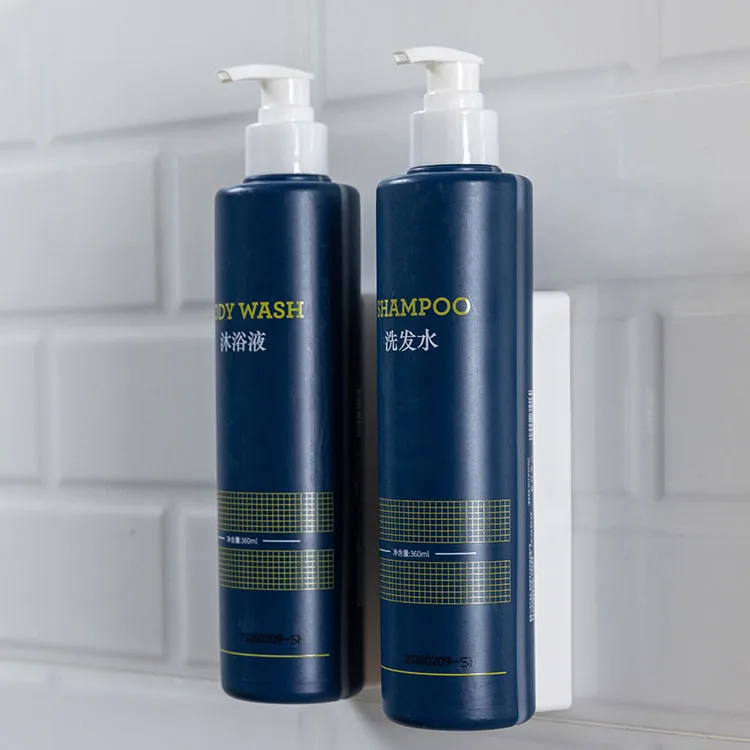 360 ML Invisible Lock Wall Mounted Manual Refillable Shampoo Bottle Soap Dispenser and Conditioner Dispenser for Hotels