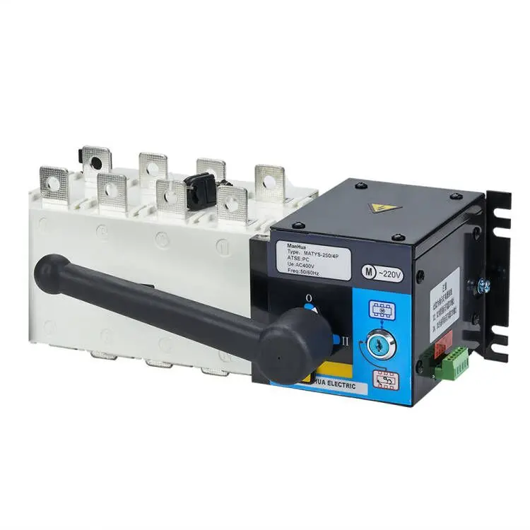 Manhua MATYS-400/4P 400A 220VAC 60HZ PC Grade 4 Pole 3 Phase ATS Dual Power Automatic Transfer Switch