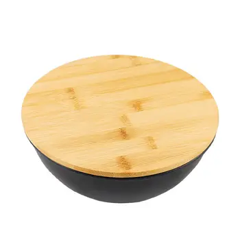 Family Use Large Serving Bowl Plastic Bread Storage Box Salad Bowl With 100% Bamboo Wood Lid
