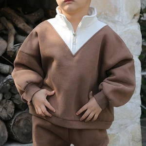 Wholesale Spring Children Tracksuits Solid Casual Pullover and Pants With Elastic Waist Girls Kids Clothing Sets for Boys