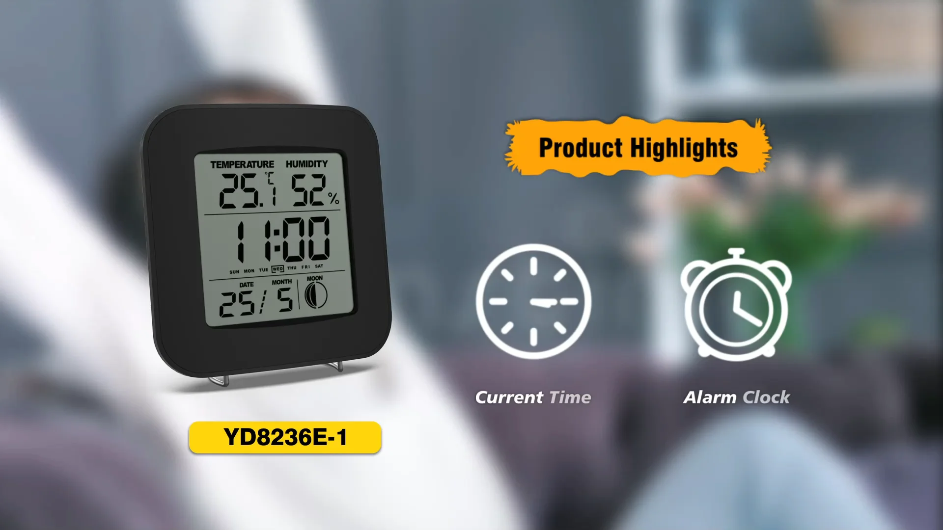 Ewetime Simple Radio Controlled Digital Alarm Clock With Weather