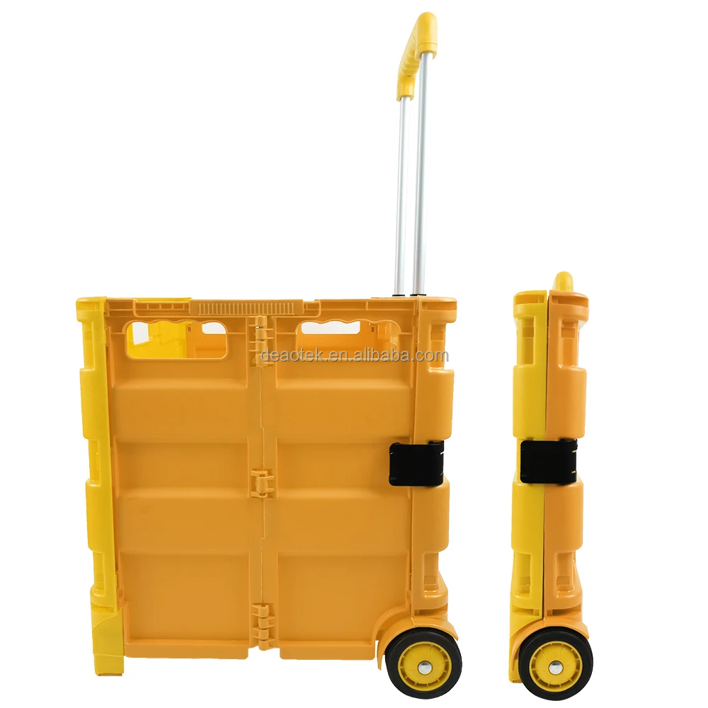 30kg Small Foldable Shopping Cart with Lids Collapsible Plastic Folding Foldable Shopping Cart Foldable Trolley Cart