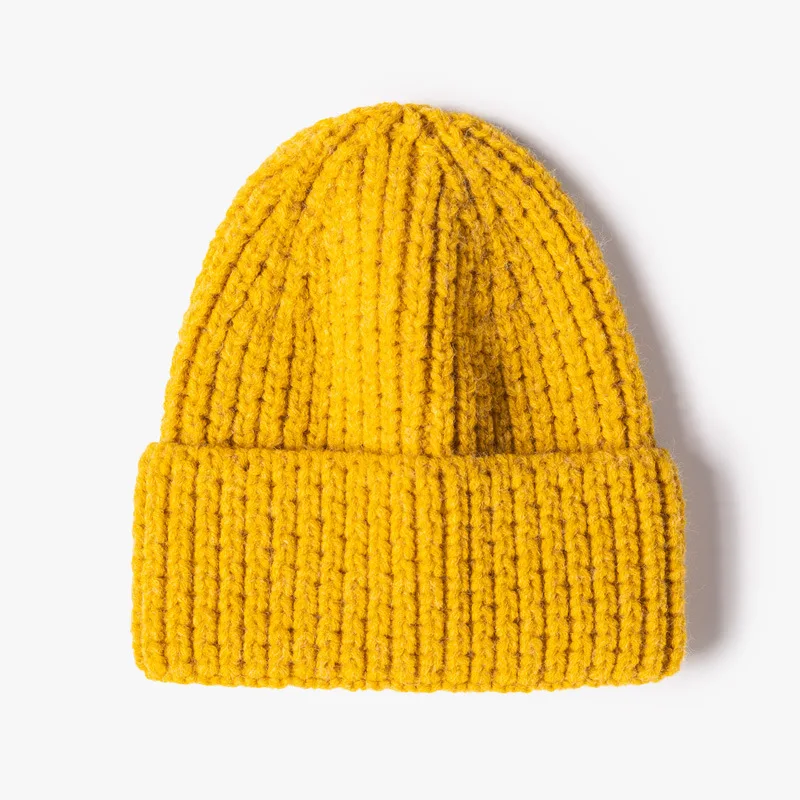 Solid Wool Blend Cozy Soft Warm Ribs Custom Knitted Beanie Winter Hats With Embroidery
