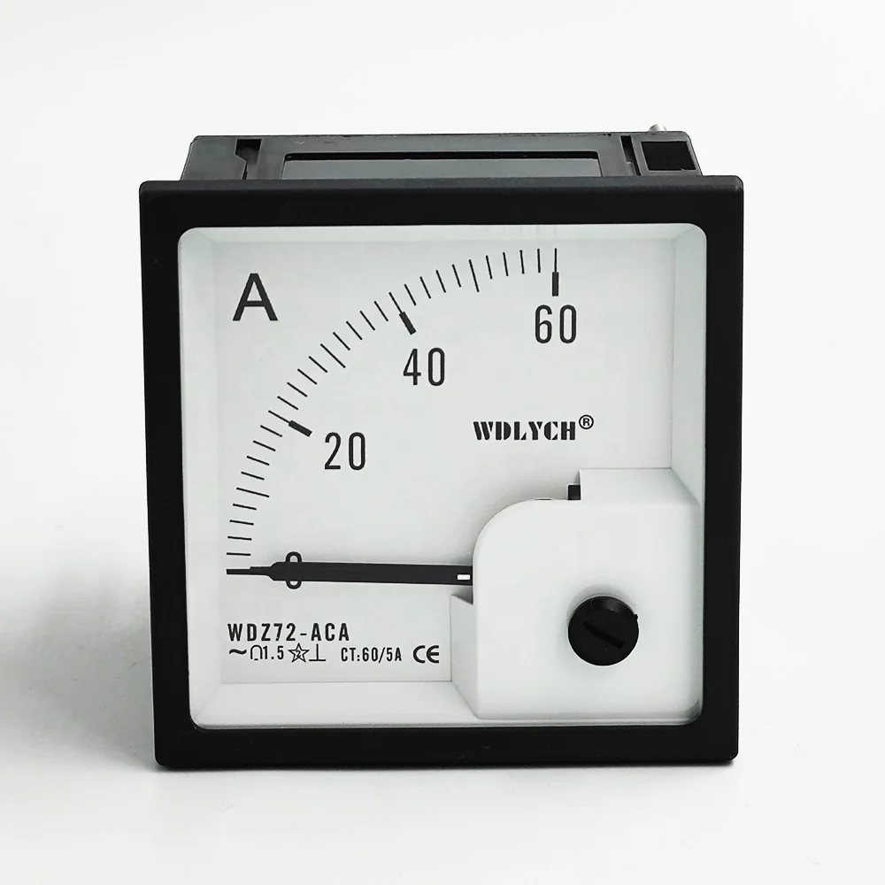 WDLYCH AC DC Analog Panel 72mm Inductive 0-60A Ammeter 60 Amp Meter for Marine Vessel Electrical Circuit