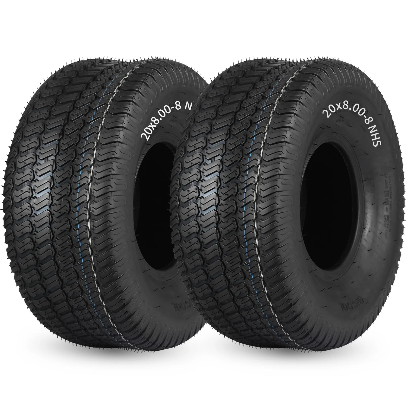 20 x 8.00-8 Turf-S Pattern Lawnmower Tubeless Turf Tire, 20x8-8 for Tractor Riding Lawnmowers, 4 Ply