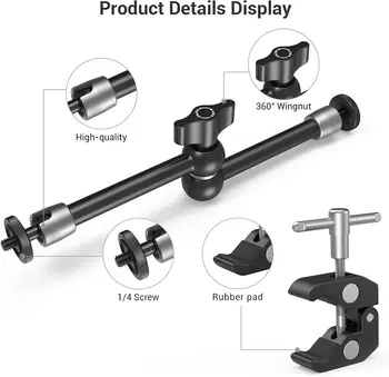 Smallrig Clamp 1/4" and 3/8" Thread and 9.8 Inches Adjustable Friction Power Articulating Magic Arm With 1/4" Thread Screw detail image