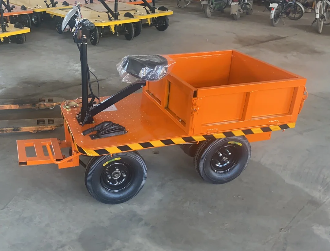 High Load Flat Car Heavy Platform Trolley Flatbed Cargo Cart Transfer Wagon for Workshop Market