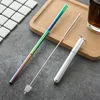 Silver case+rainbow straw
