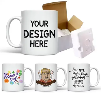 2025 Best Selling Style 11 oz White Sublimation Mug with Customizable logo Pattern