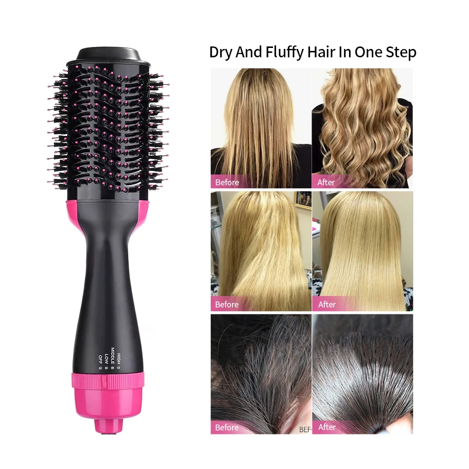 hair curling negative Ion volumizer straightener styling comb hair dryer hot air brushr tools