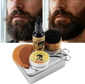Private Label Logo Customized Men's Beard Care Kit Grooming Kit Butter Balm Beard Oil