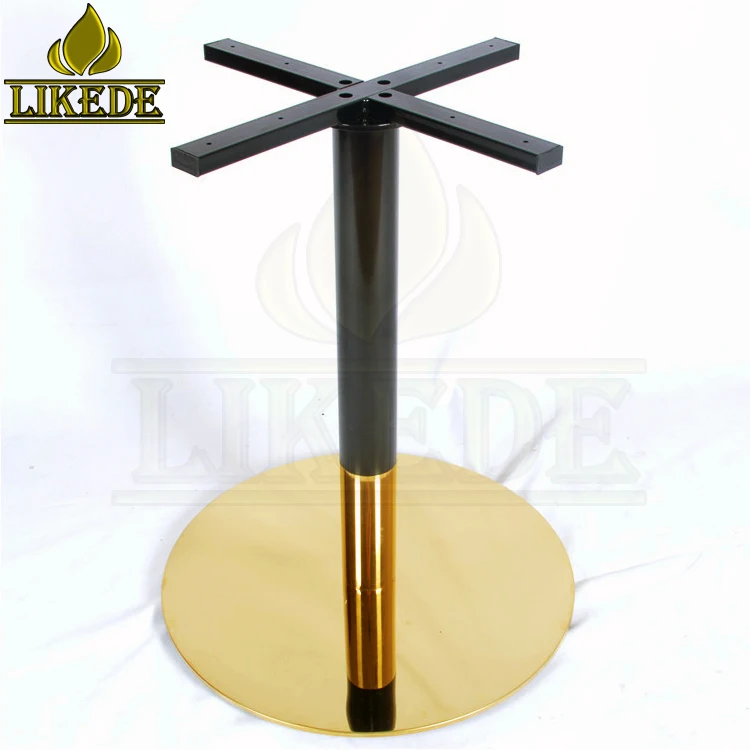 Round Dining Table Base Gold Black Stainless Steel Cross Top for Marble Table Top Use in Kitchen or Outdoor Chair Accessory