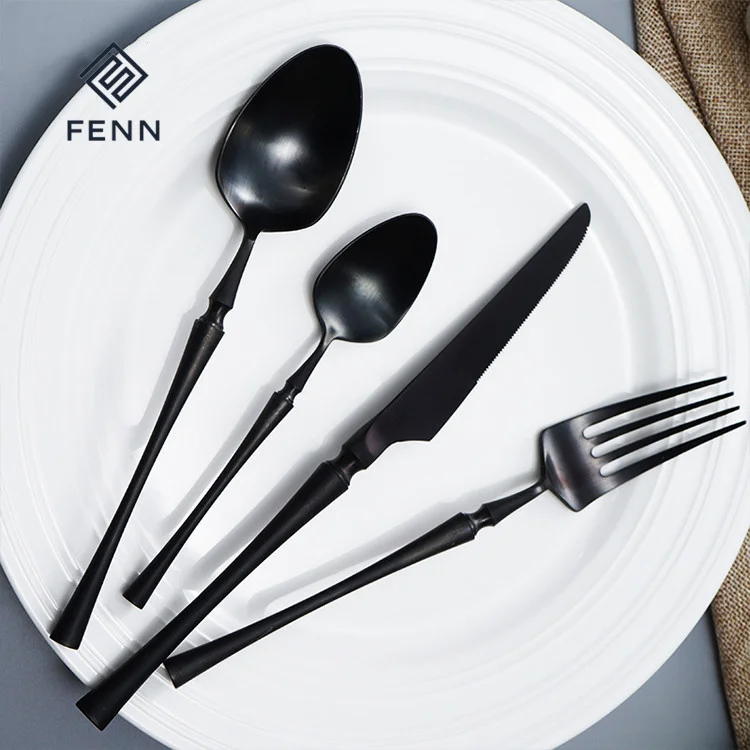 FENN Banquet Small Waist Luxury Silver 304 Stainless Steel Knife And Fork Flatware Sets Stainless Steel Cutlery For Wedding