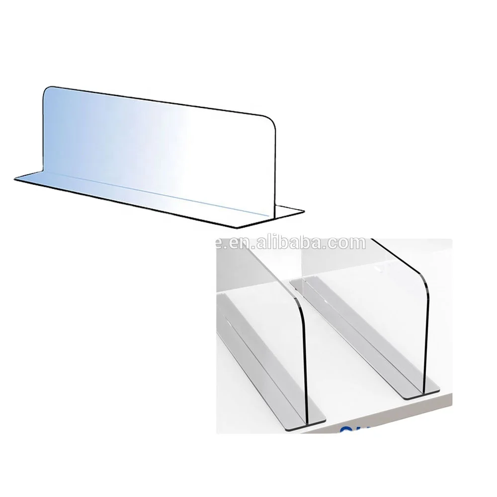 Small Clear Shelf Divider with T-Shaped Base