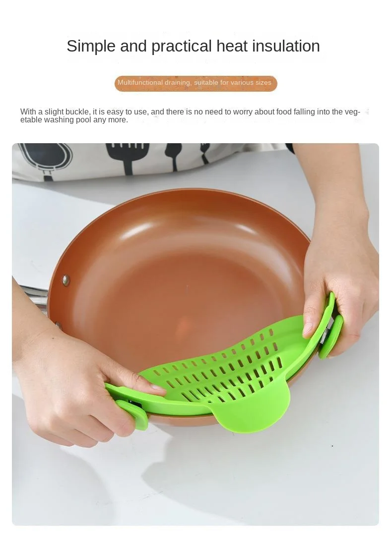 Food Grade Silicone Pot Strainer Drainer Pour Vegetables Leak Proof