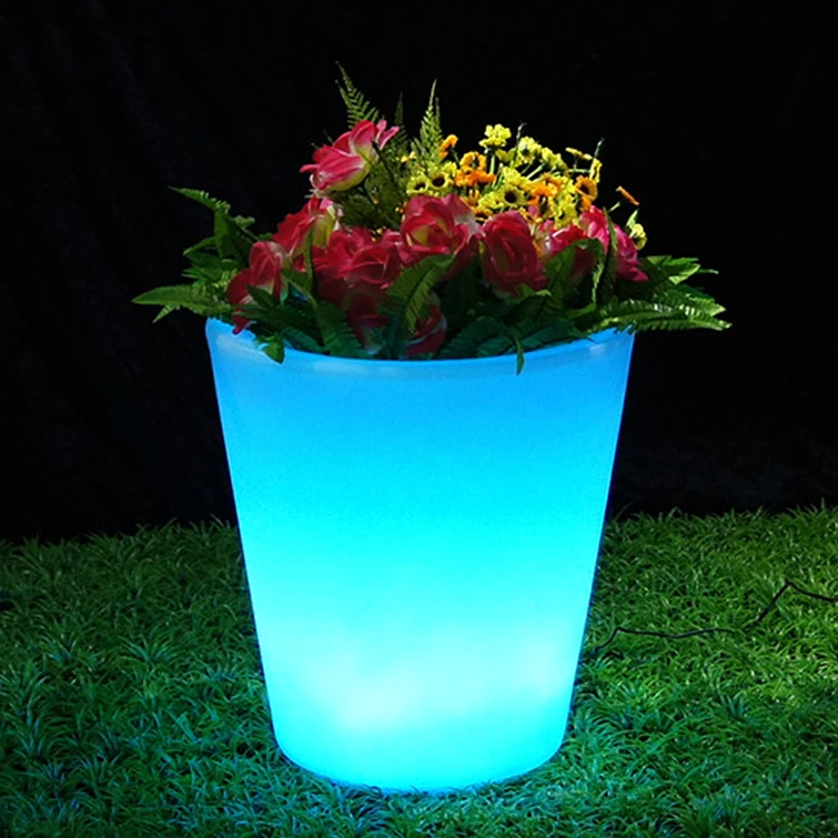 Rechargeable Large big middle small size outdoor furniture led flowerpot with light for floor