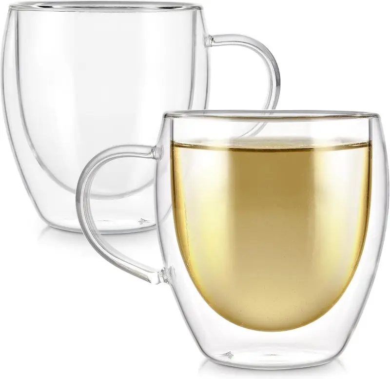 Big Size 450ml Double Walled Glass Coffee Mugs with Handle Insulated Layer  Coffee Glass Cup High Borosilicate Glass Mugs